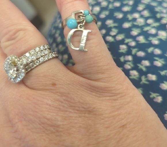 Silver and Turquoise Charm Ring - Picture 2 of 4